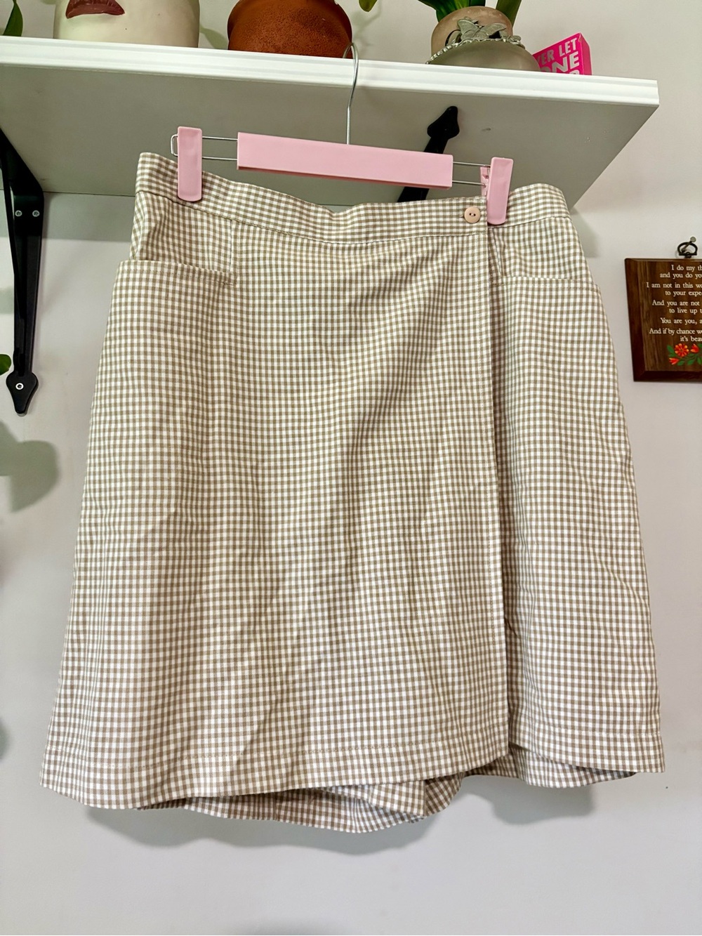 Gingham Cream A-Line Skort